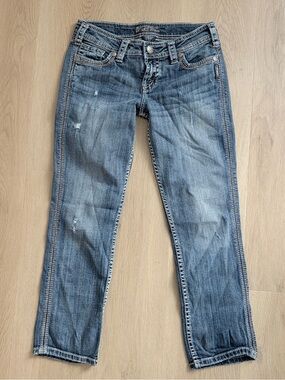 Y2K Silver Jeans Twisted Capri